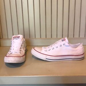 White Converse w/ Blue & Red Trim